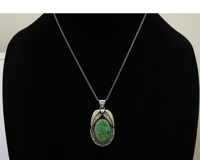 Navajo Necklace 925 Silver Natural Turquoise Handmade Signed Sun Rise C.80's
