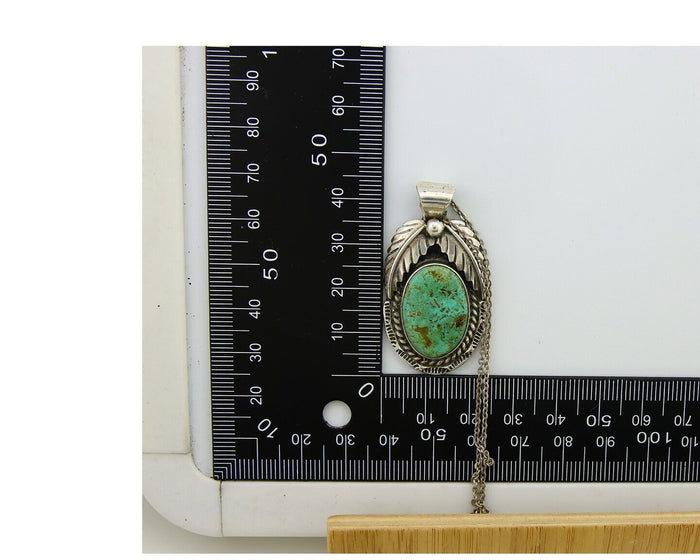 Navajo Necklace 925 Silver Natural Turquoise Handmade Signed Sun Rise C.80's