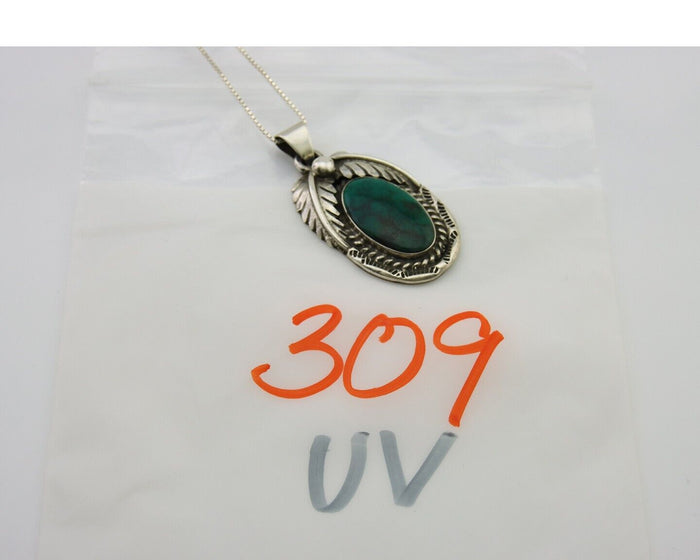 Navajo Necklace 925 Silver Natural Turquoise Handmade Signed Sun Rise C.80's
