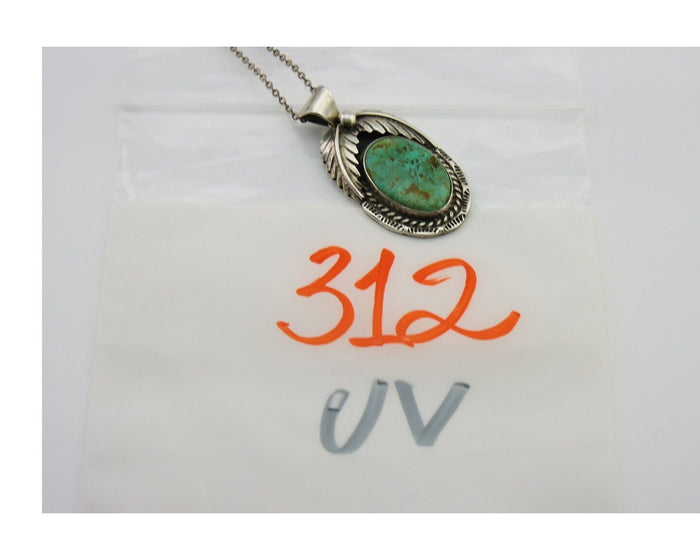 Navajo Necklace 925 Silver Natural Turquoise Handmade Signed Sun Rise C.80's