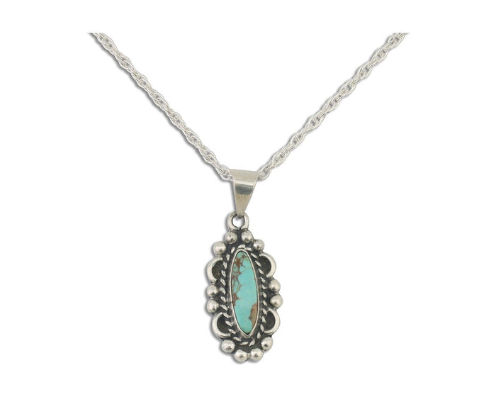 Navajo Necklace 925 Silver Natural Turquoise Native American Artist C.80's