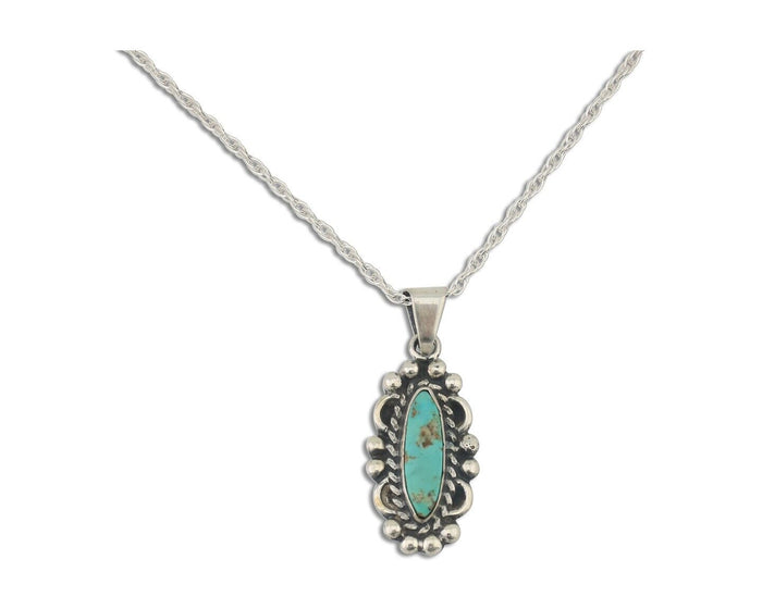 Navajo Necklace 925 Silver Natural Turquoise Native American Artist C.80's