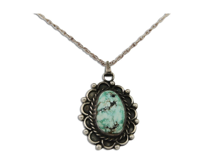Navajo Necklace 925 Silver Natural Turquoise Native American Artist C.80's