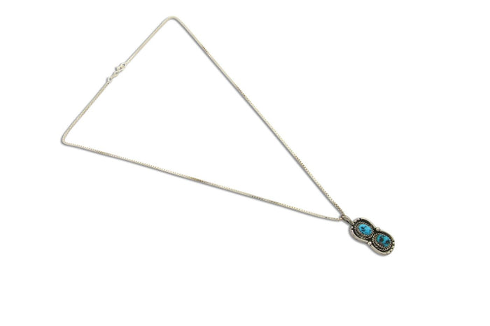 Navajo Necklace 925 Silver Natural Turquoise Native American Artist C.80's