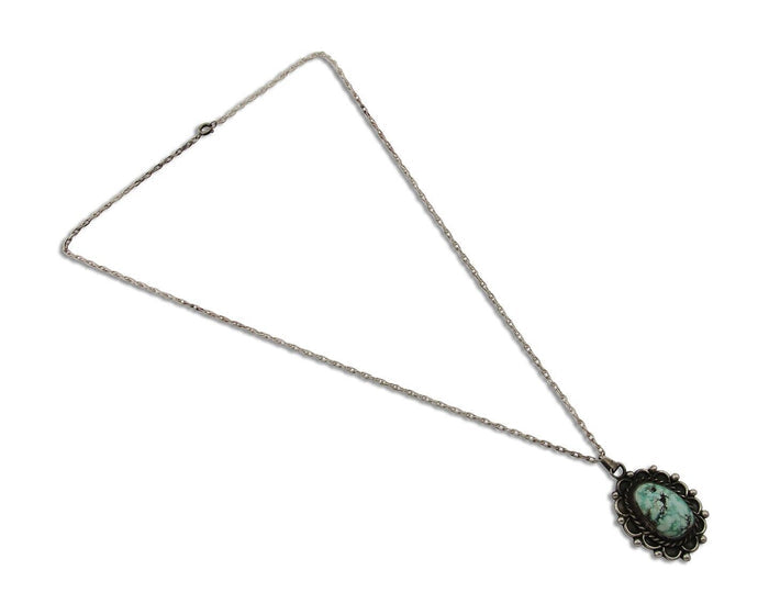 Navajo Necklace 925 Silver Natural Turquoise Native American Artist C.80's