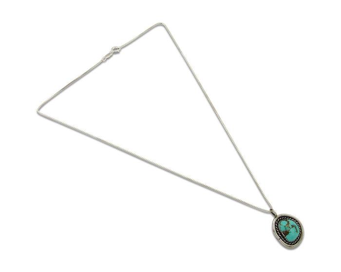 Navajo Necklace 925 Silver Natural Turquoise Native American Artist C.80's