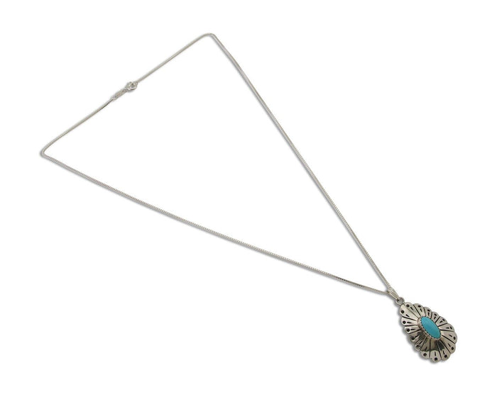 Navajo Necklace 925 Silver Natural Turquoise Native American Artist C.80's