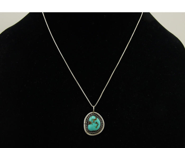 Navajo Necklace 925 Silver Natural Turquoise Native American Artist C.80's