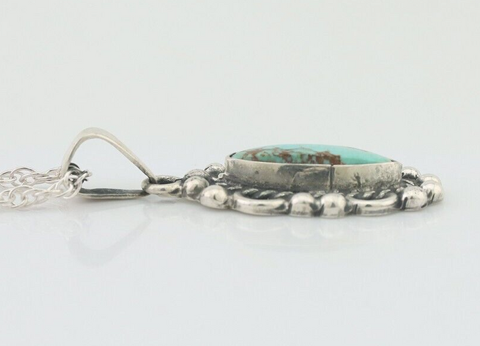 Navajo Necklace 925 Silver Natural Turquoise Native American Artist C.80's