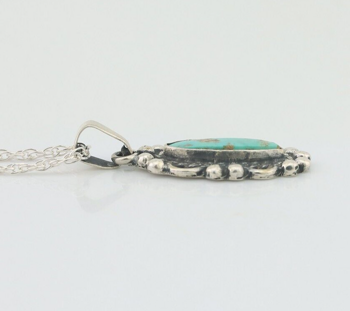 Navajo Necklace 925 Silver Natural Turquoise Native American Artist C.80's