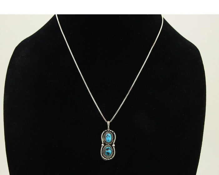 Navajo Necklace 925 Silver Natural Turquoise Native American Artist C.80's