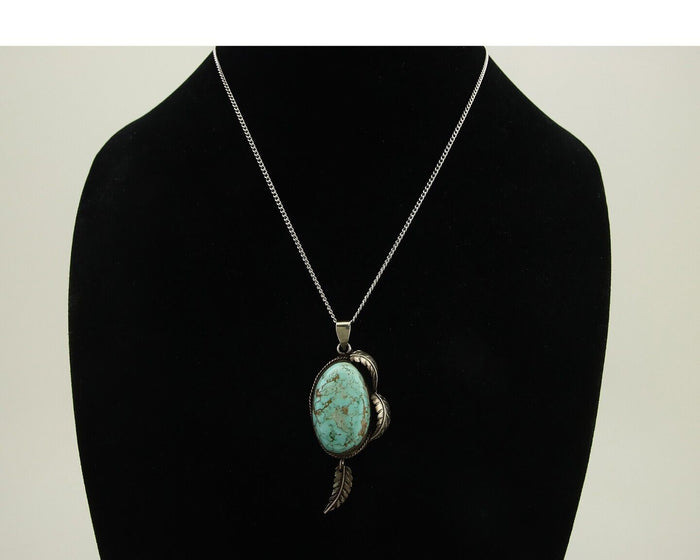 Navajo Necklace 925 Silver Natural Turquoise Native American Artist C.80's
