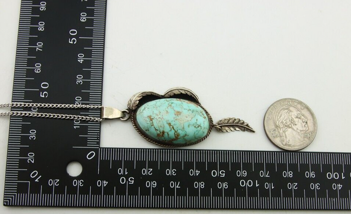 Navajo Necklace 925 Silver Natural Turquoise Native American Artist C.80's