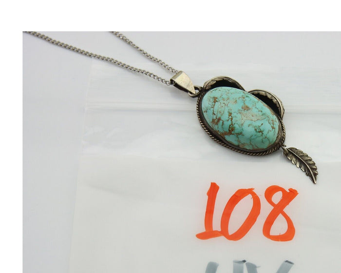 Navajo Necklace 925 Silver Natural Turquoise Native American Artist C.80's