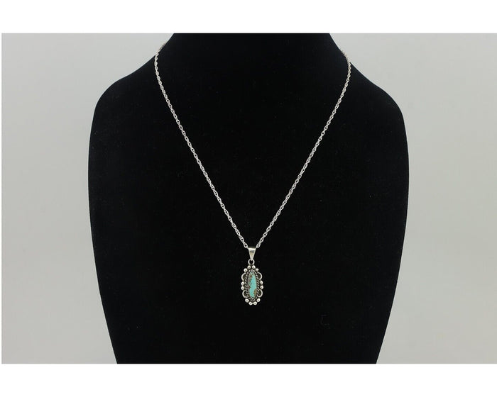 Navajo Necklace 925 Silver Natural Turquoise Native American Artist C.80's