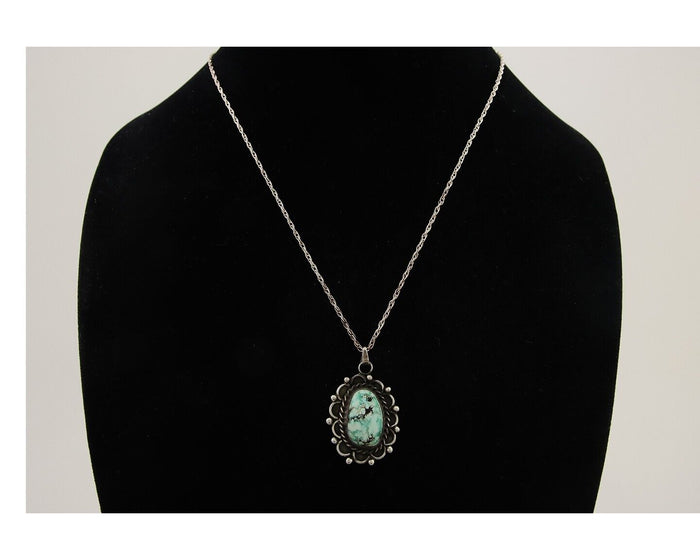 Navajo Necklace 925 Silver Natural Turquoise Native American Artist C.80's