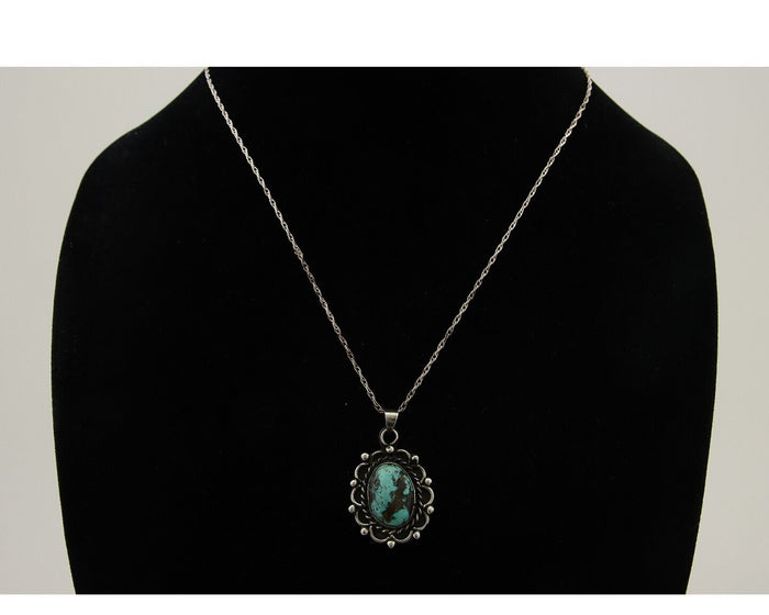 Navajo Necklace 925 Silver Natural Turquoise Native American Artist C.80's