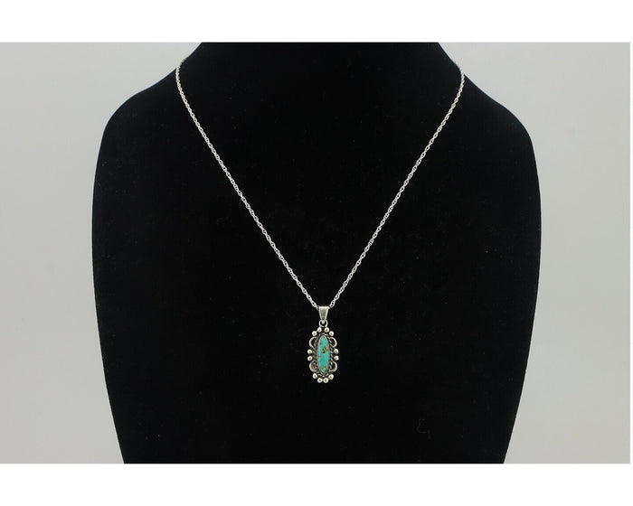 Navajo Necklace 925 Silver Natural Turquoise Native American Artist C.80's