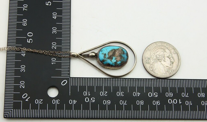 Navajo Necklace 925 Silver Natural Turquoise Native American C.80's