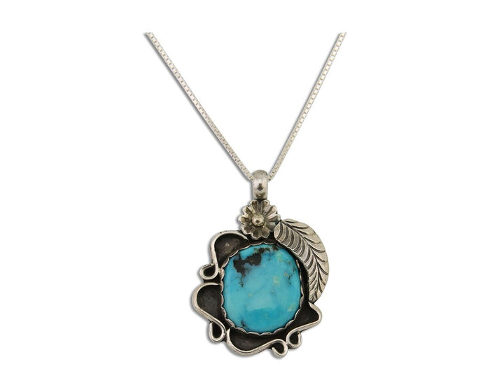 Navajo Necklace 925 Silver Natural Turquoise Native Artist C.80's