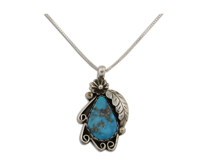 Navajo Necklace 925 Silver Natural Turquoise Native Artist C.80's