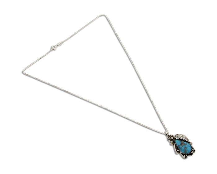 Navajo Necklace 925 Silver Natural Turquoise Native Artist C.80's