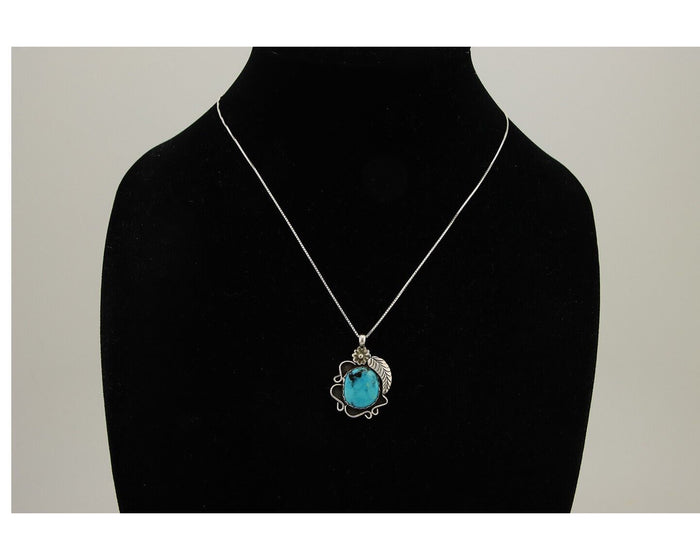 Navajo Necklace 925 Silver Natural Turquoise Native Artist C.80's