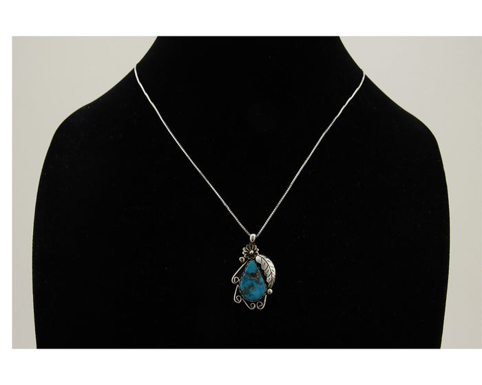 Navajo Necklace 925 Silver Natural Turquoise Native Artist C.80's