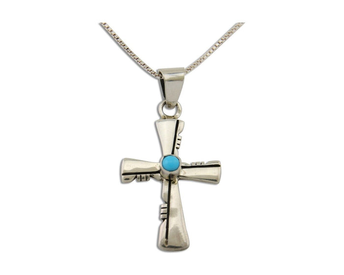 Navajo Necklace 925 Silver Natural Turquoise Native Artist Signed C.80's