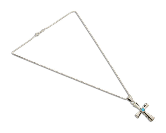 Navajo Necklace 925 Silver Natural Turquoise Native Artist Signed C.80's