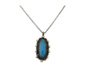 Navajo Necklace 925 Silver Natural Turquoise Signed SF C.90s