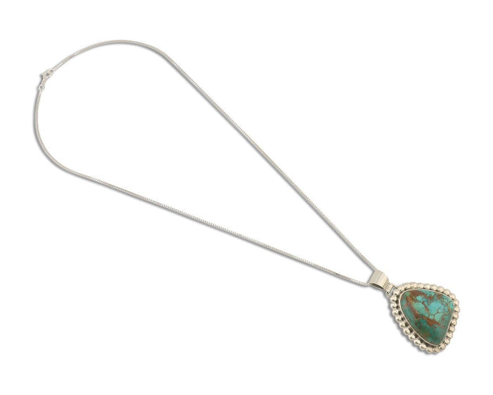 Navajo Necklace 925 Silver Natural Turquoise Signed Sunset C.85