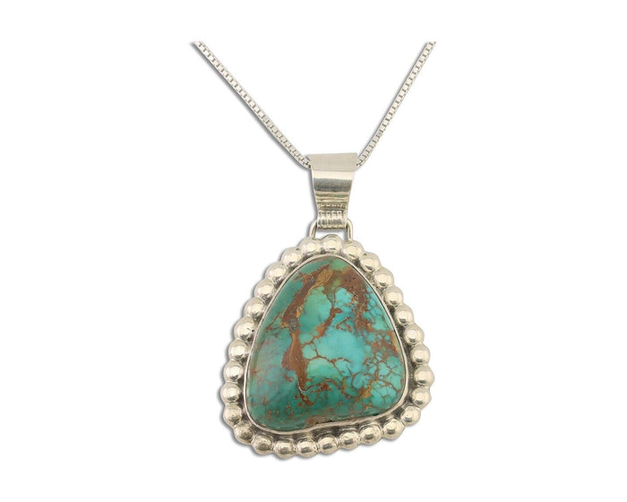 Navajo Necklace 925 Silver Natural Turquoise Signed Sunset C.85