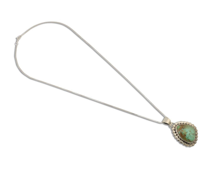 Navajo Necklace 925 Silver Natural Turquoise Signed Sunset C.85