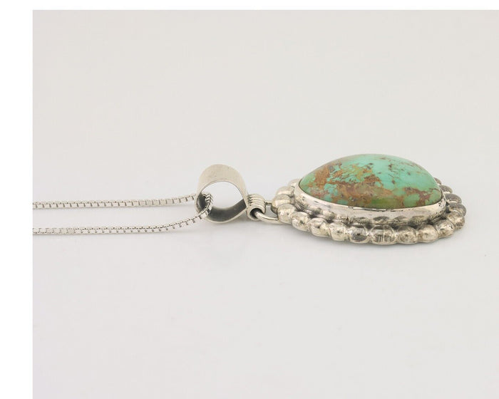 Navajo Necklace 925 Silver Natural Turquoise Signed Sunset C.85