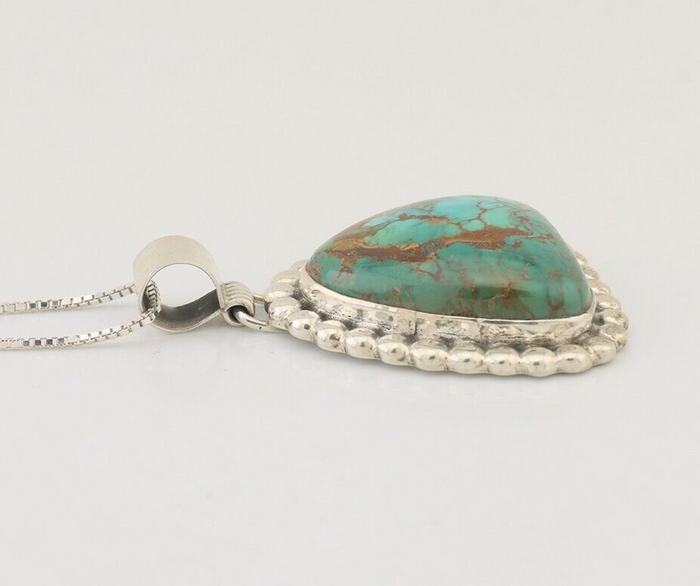 Navajo Necklace 925 Silver Natural Turquoise Signed Sunset C.85