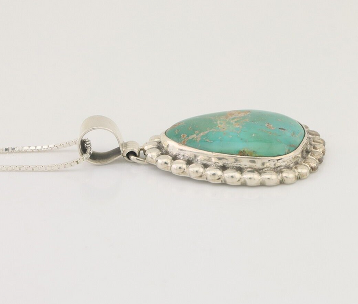 Navajo Necklace 925 Silver Natural Turquoise Signed Sunset C.85