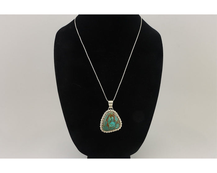 Navajo Necklace 925 Silver Natural Turquoise Signed Sunset C.85
