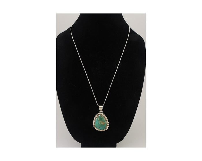 Navajo Necklace 925 Silver Natural Turquoise Signed Sunset C.85