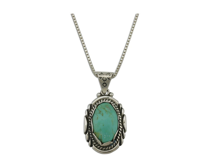 Navajo Necklace 925 Silver Natural Turquoise Sun Stamp C.80's