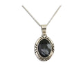 Navajo Necklace 925 Silver Onyx Natural Snowflake Agate Signed Native American