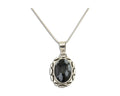 Navajo Necklace 925 Silver Onyx Natural Snowflake Agate Signed Native American
