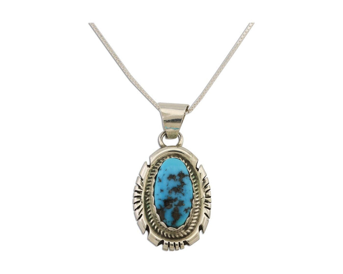 Navajo Necklace 925 Silver Sleeping Beauty Turquoise Signed Jon McCray C.85