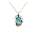 Navajo Necklace 925 Silver Sleeping Beauty Turquoise Signed Justin Morris C.90's