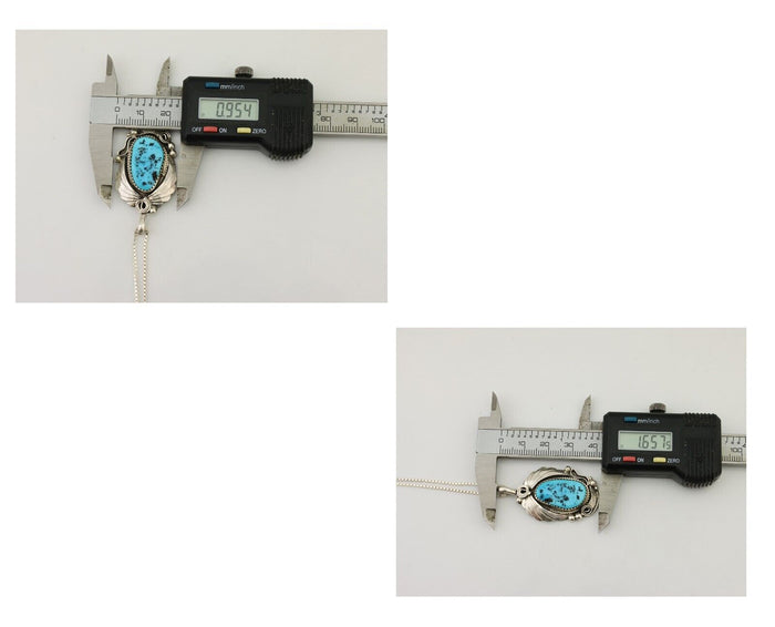 Navajo Necklace 925 Silver Sleeping Beauty Turquoise Signed Justin Morris C.90's