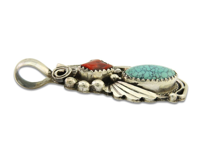 Navajo Necklace 925 Silver Spiderweb Turquoise Artist Signed Justin Morris C80s