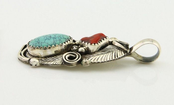 Navajo Necklace 925 Silver Spiderweb Turquoise Artist Signed Justin Morris C80s