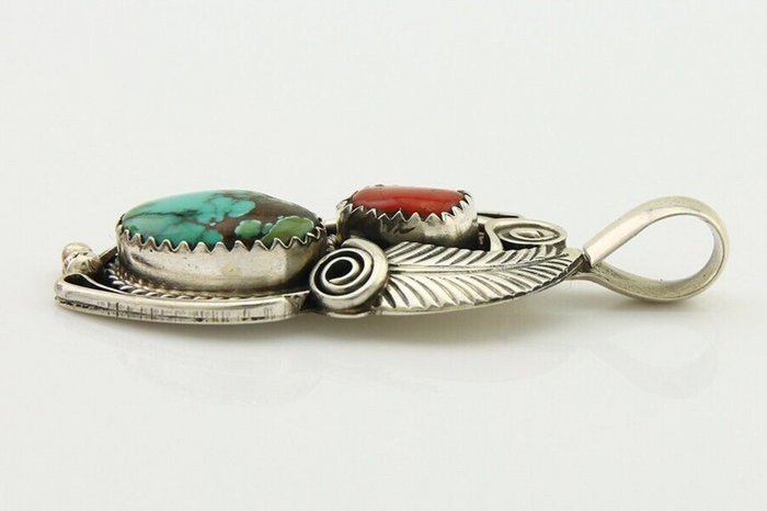 Navajo Necklace 925 Silver Spiderweb Turquoise Artist Signed Justin Morris C80s