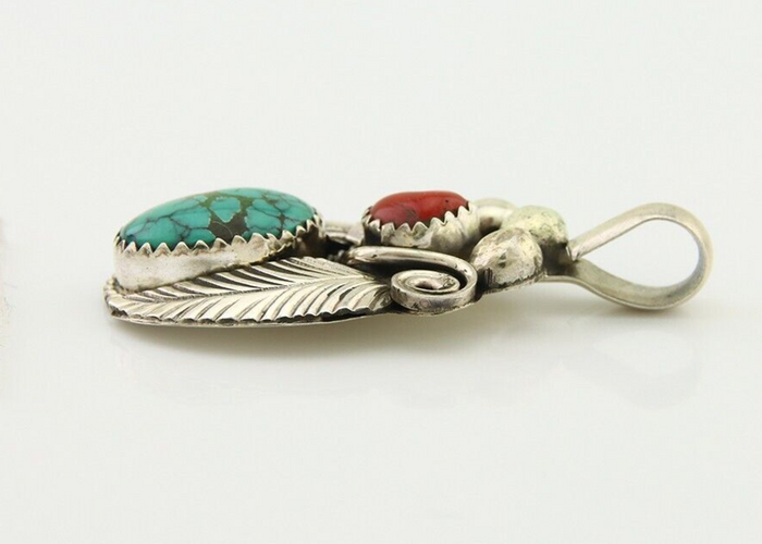 Navajo Necklace 925 Silver Spiderweb Turquoise Artist Signed Justin Morris C80s