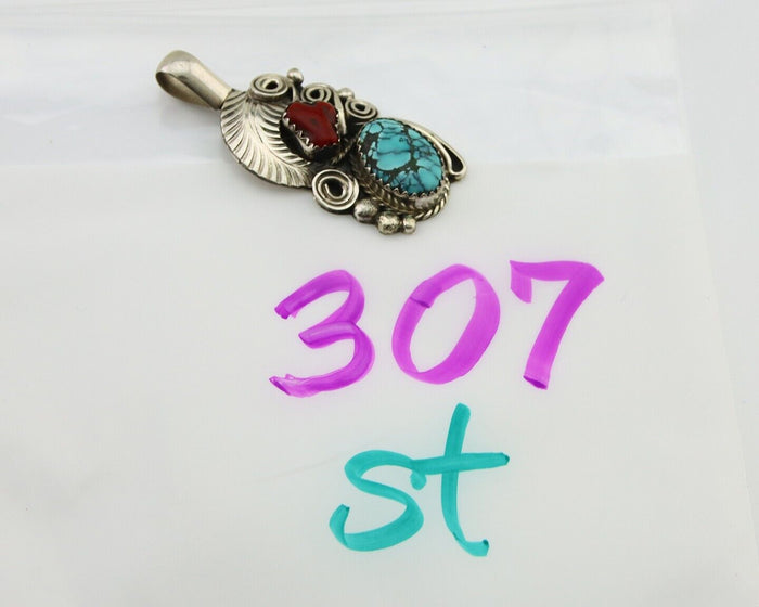 Navajo Necklace 925 Silver Spiderweb Turquoise Artist Signed Justin Morris C80s